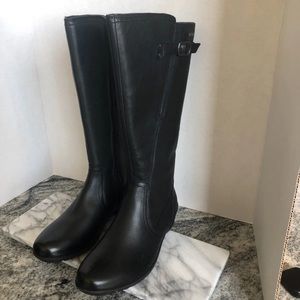 Black leather water proof riding boots